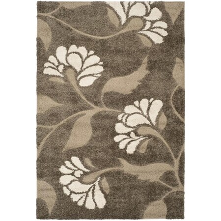Safavieh Florida Shag Power Loomed Small Rectangle Rug- Smoke - Beige- 3 ft. 3 in. x 5 ft. 3 in. SG459-7913-3